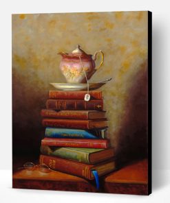 Vintage Coffee Cup On Books Paint By Number