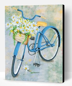 Blue Bicycle With Flowers Paint By Number