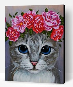 Cat Wearing Flowers Paint By Number