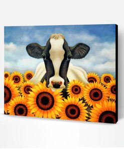 Cow With Sunflowers Paint By Number