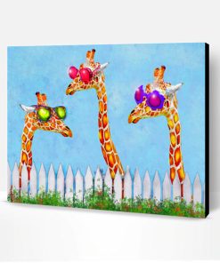Giraffes With Colorful Sunglasses Paint By Number