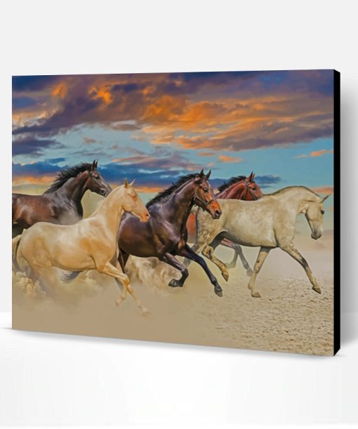 Horses Running In Desert Paint By Number