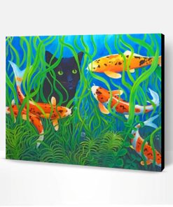 Koi Pond Black Cat Paint By Number