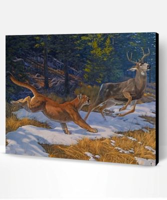 Lion Chasing Deer Paint By Number