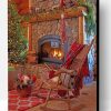 Wooden Chair And Fireplace Paint By Number