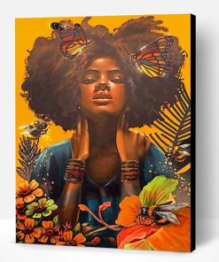 African Woman And Butterflies Paint By Number