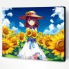 Anime Girl And Sunflowers Paint By Number