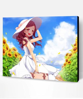 Anime Girl In Sunflower Field Paint By Number