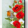 Bird On Poppy Flowers Paint By Number
