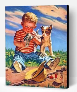 Boy And Dog Paint By Number