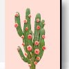 Cactus And Pink Roses Paint By Number