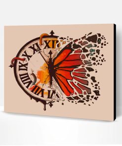 Clock Butterfly Paint By Number