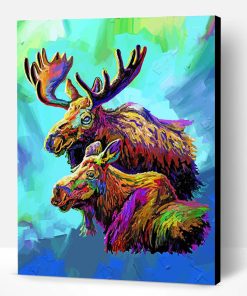 Colorful Moose And Baby Paint By Number