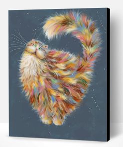 Colorful Fluffy Cat Paint By Number