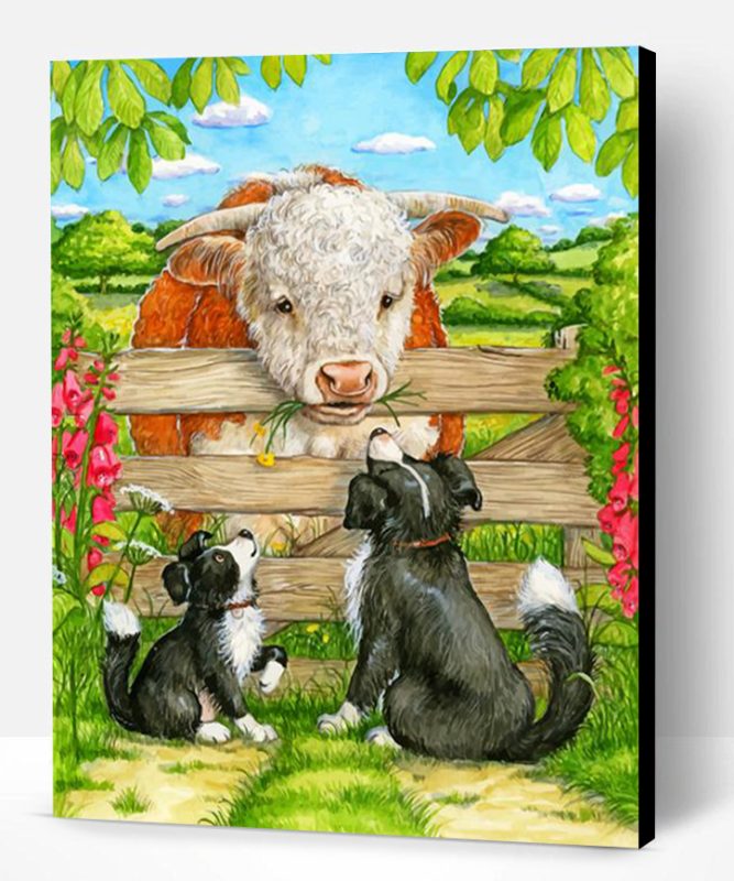 Cow And Dogs Paint By Number