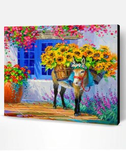 Donkey And Sunflowers Paint By Number