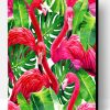 Flamingos In Monstera Plants Paint By Number