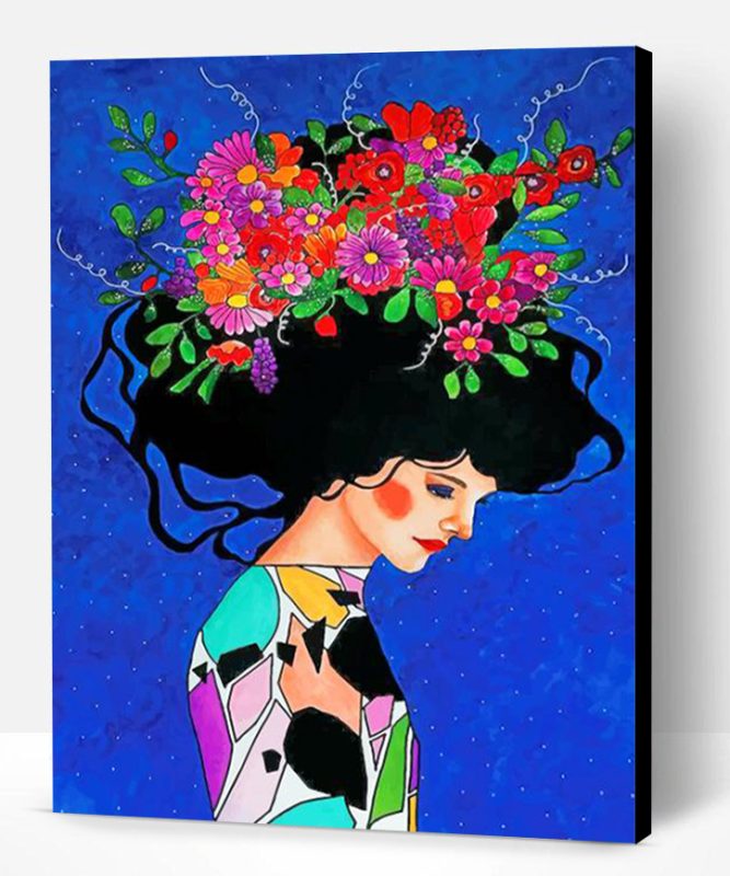 Floral Head Girl Paint By Number