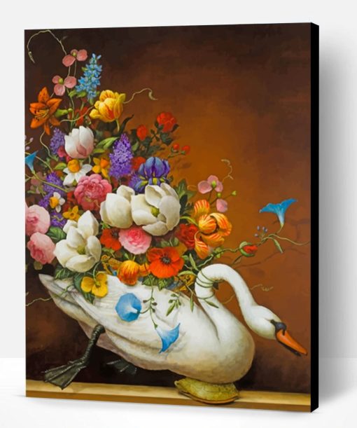 Flowers On Swan Art Paint By Number