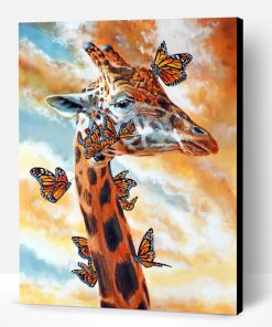 Giraffe And Butterflies Paint By Number