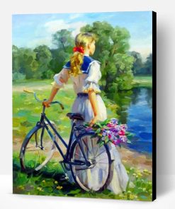 Girl And Bike Paint By Number