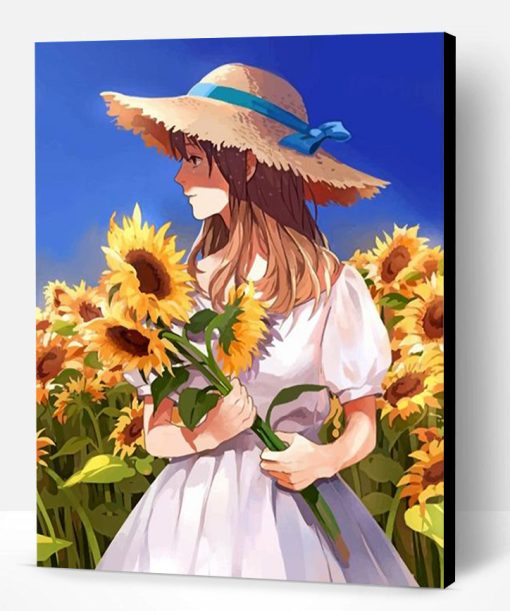 Girl And Sunflowers Paint By Number