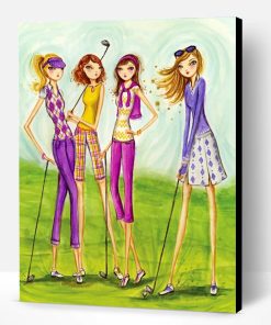 Girls Playing Golf Paint By Number