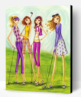 Girls Playing Golf Paint By Number