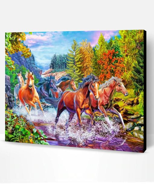 Horses In River Paint By Number