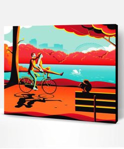 Illustration Couple On Bike Paint By Number