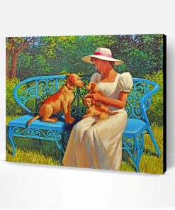 Lady And Pets Paint By Number
