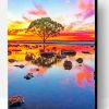 Lake Tree At Sunset Paint By Number
