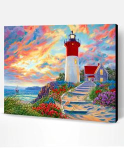 Lighthouse At Sunset paint by number