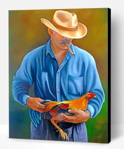 Man Holding Rooster Paint By Number