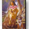 Native Woman And Dog Paint By Number