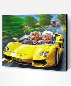 Old Couple In Car Paint By Number