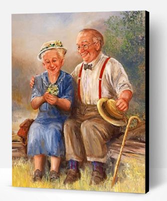 Old Couple In Garden Paint By Number