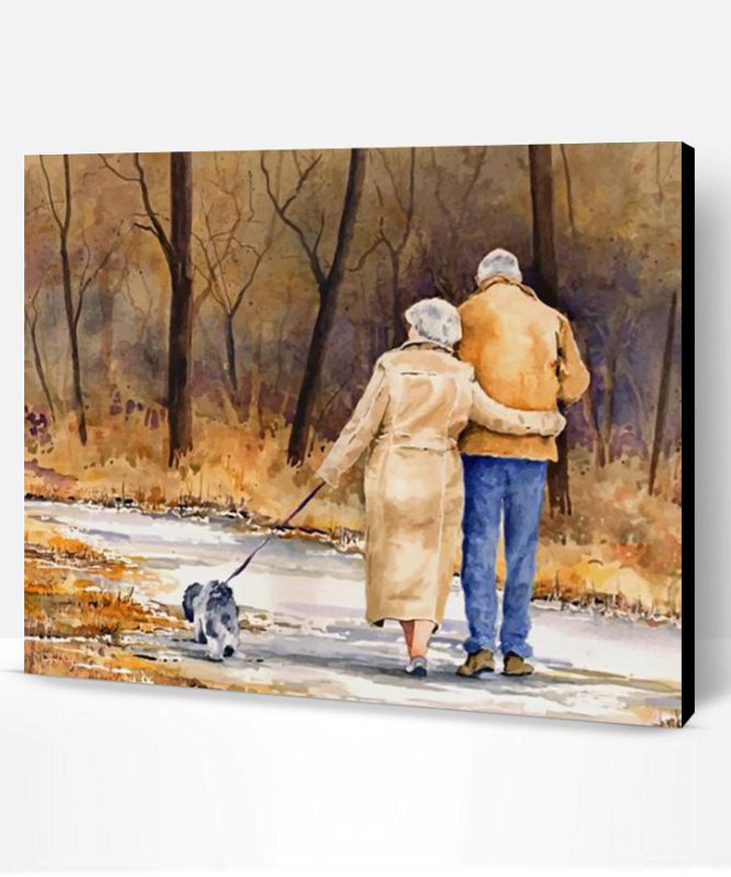 Old Couple Walking Paint By Number