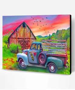 Old Truck And Barn Paint By Number