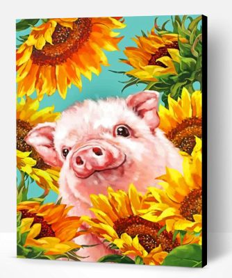 Pig With Sunflowers Paint By Number