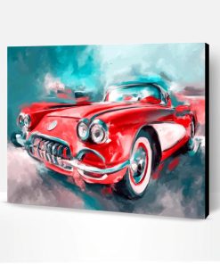 Red Vintage Car Paint By Number