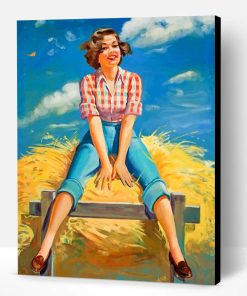 Retro Harvest Girl Paint By Number