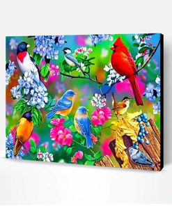 Spring Garden Birds Paint By Number