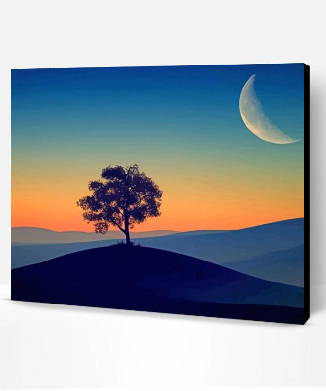 Tree Silhouette Moon Paint By Number