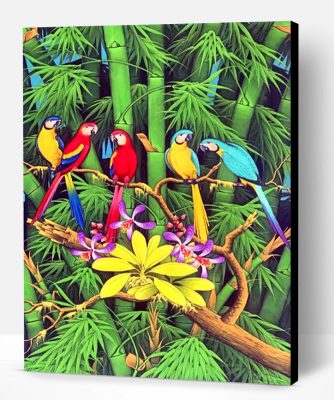 Tropical Parrots Birds Paint By Number