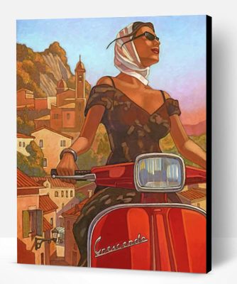 Vintage Girl On Vespa Paint By Number