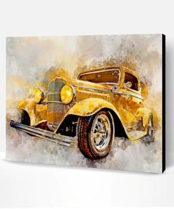 Yellow Classic Car Art Paint By Number
