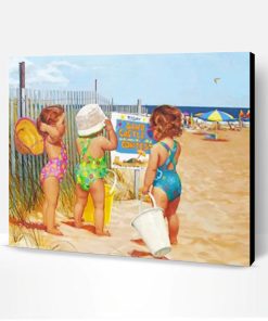 Baby Sisters On The Beach Paint By Number