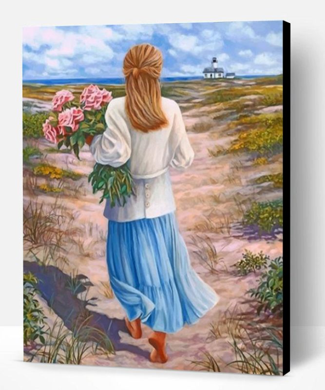 Blond Woman Holding Flowers Paint By Number
