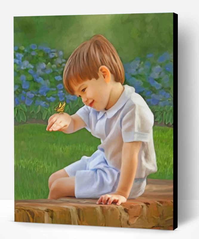 Boy And Butterfly Paint By Number